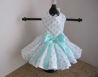 Dog Dress XS white with TB Polkadots By Nina's Couture Closet