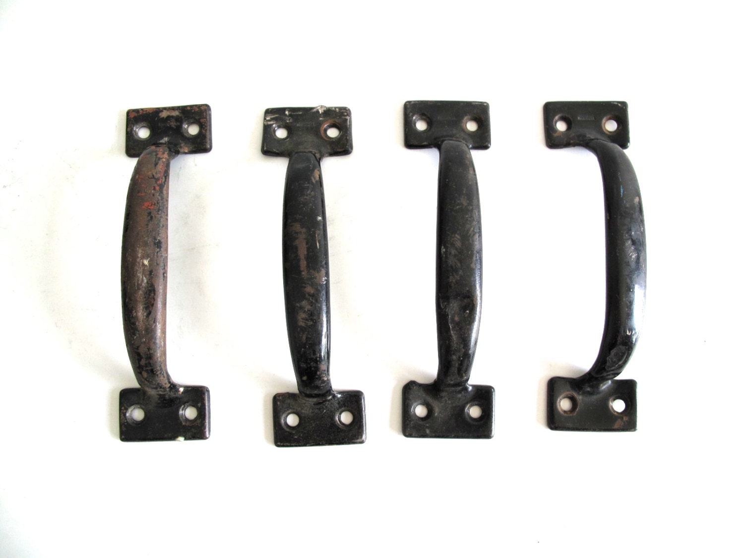 Vintage Black Metal Handles Enamel Handles Industrial Hardware