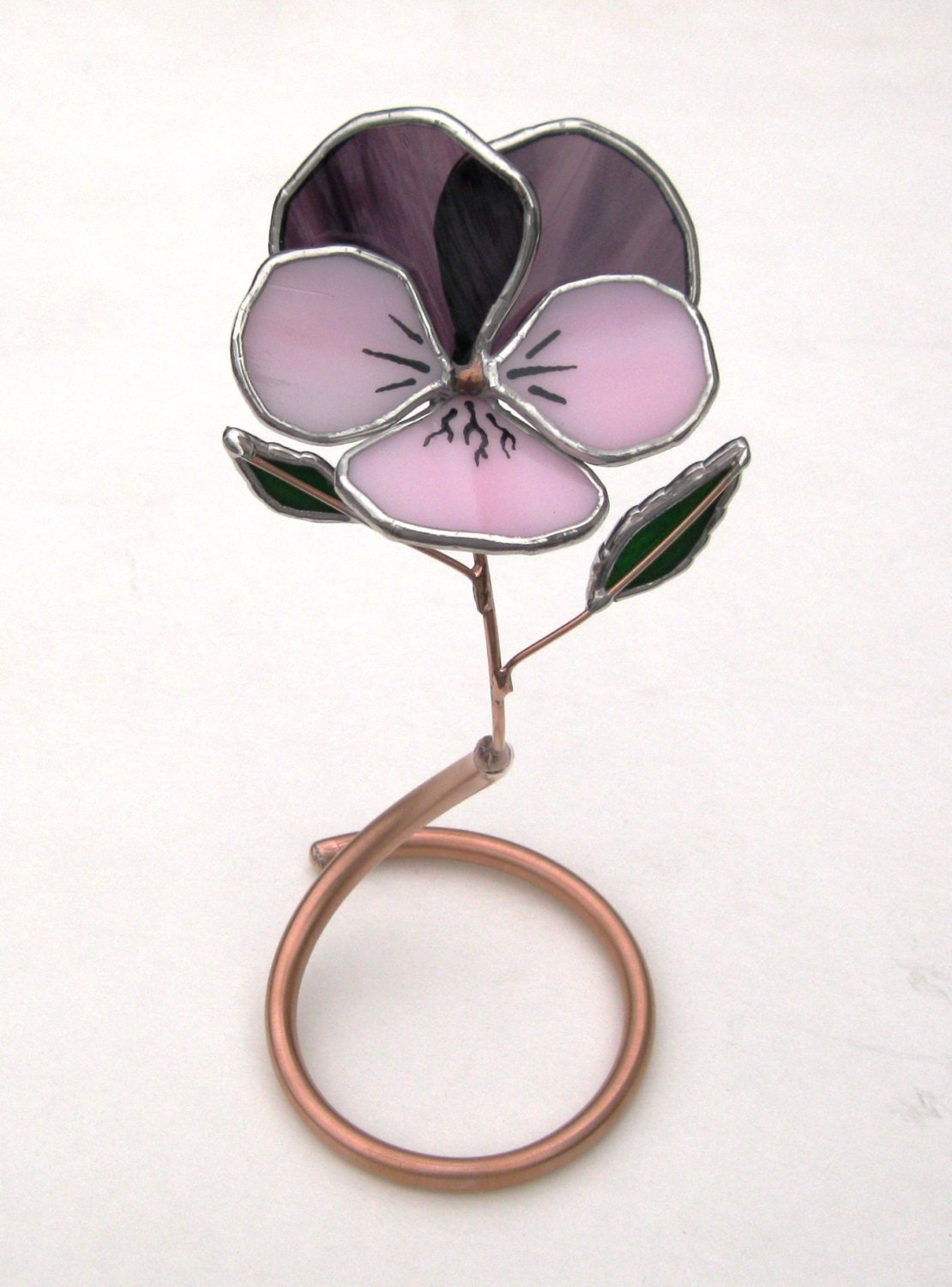 Pretty Little Pansy in Pink and Purple Stained Glass