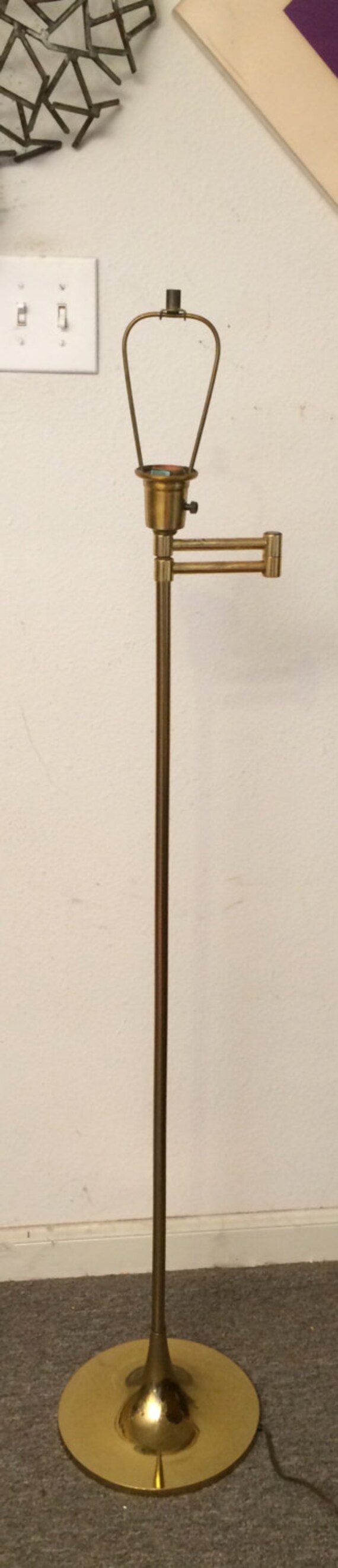 Vintage Laurel Floor Lamp Brass Swing Arm Mid-Century Modern