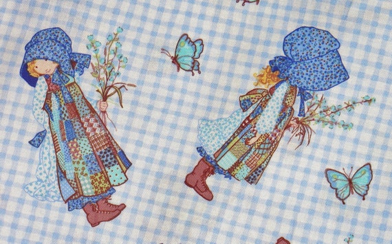 Holly Hobbie Fabric / Blue & White Gingham / Last Yard