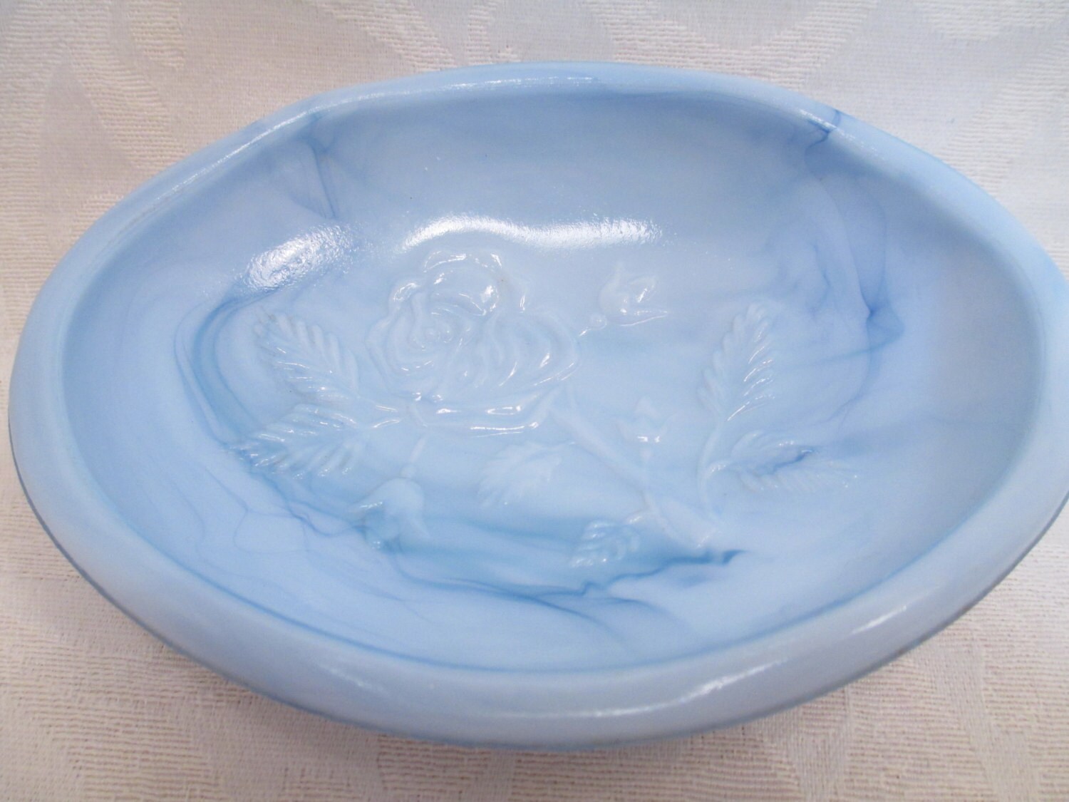Vintage Avon Soap Dish Victoriana Blue Marbled Soap Dish