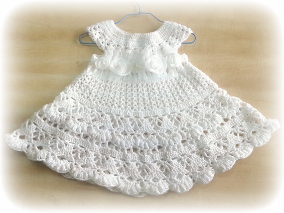 Items Similar To Christening Dress - White Crochet Dress - Baby Dress 