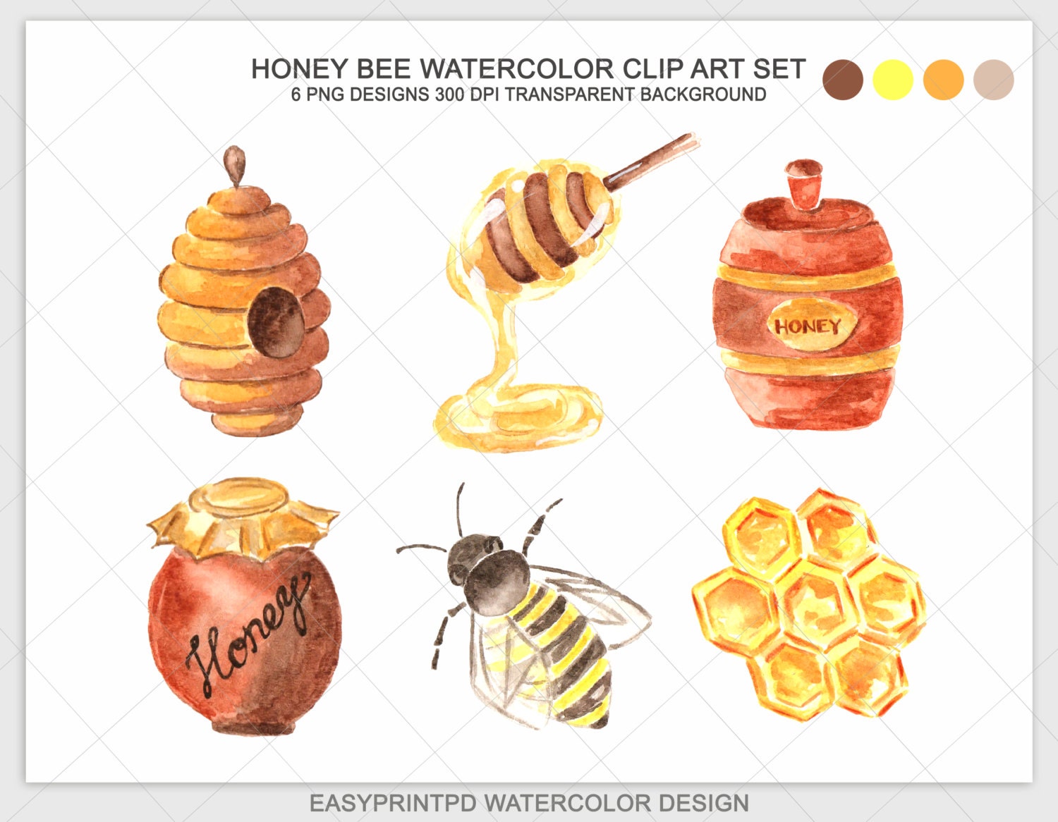 Download Watercolor Honey Clipart Honey Clip Art Bee Watercolor
