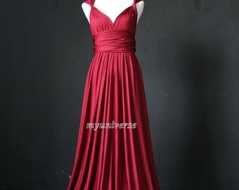Bridesmaid Dress Maroon Plum Infinity Dress Wrap Convertible Dress Jersey Formal Dress Gown