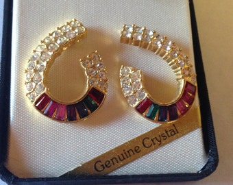 Roman Rhinestone Earrings Vintage Lot 822