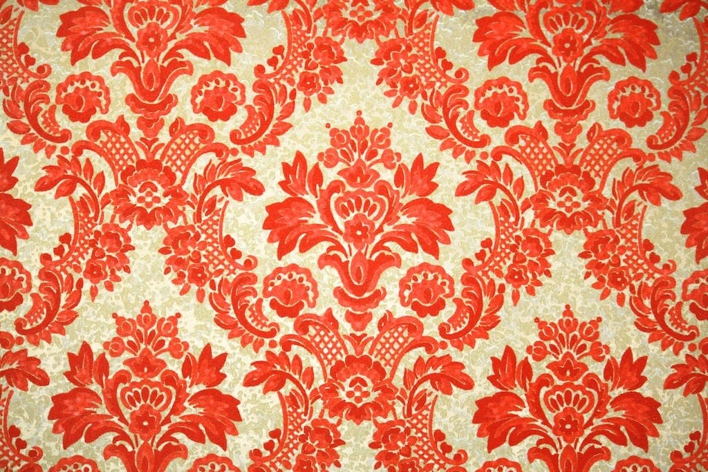 Retro Flock Wallpaper by the Yard 70s Vintage Flock Wallpaper