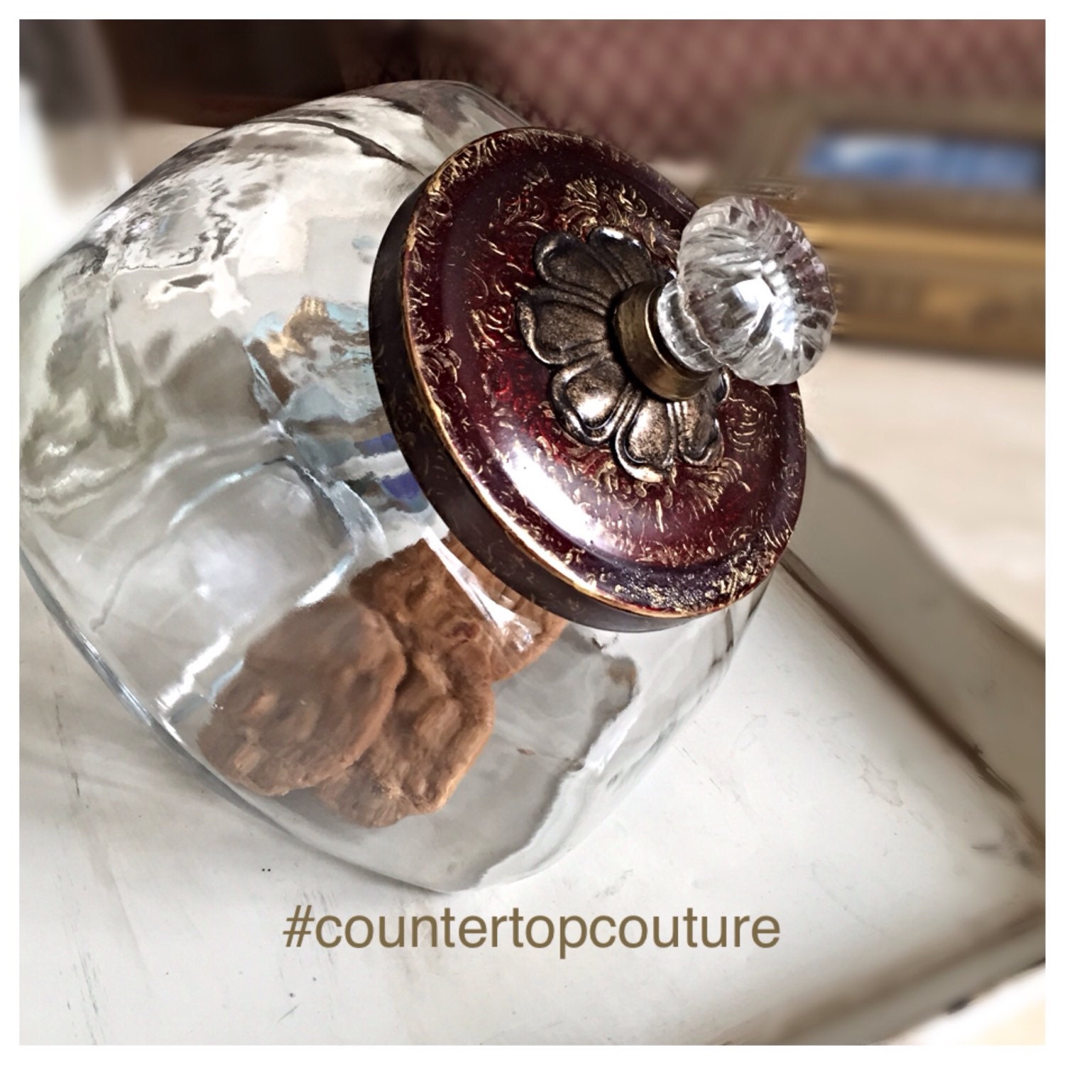 Tuscan Red & Gold Cookie Jar by Countertop by CountertopCouture