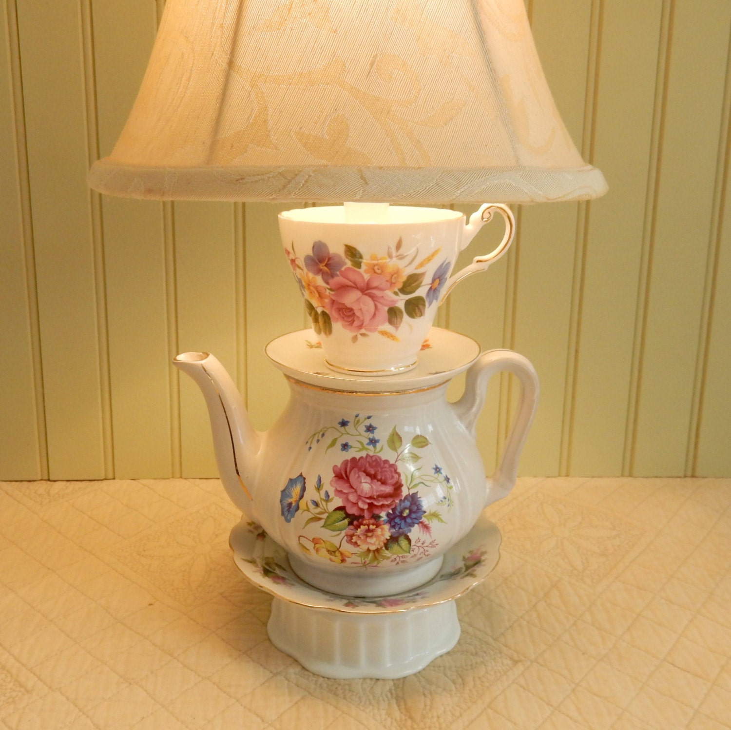 Floral Teapot Lamp Tea for One Tea Cup and by ThistleandJug