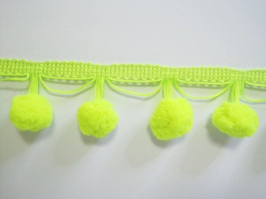 pom pom neon trim Large Yards size Pom Extra by Green Neon ichimylove pom Trim Pom