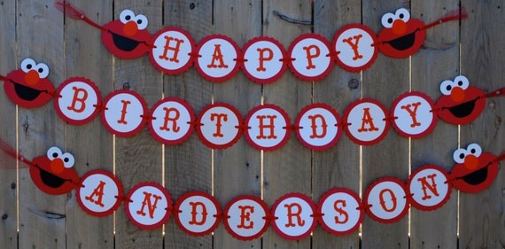 Elmo Birthday Party Banner by Cutiepiepartyshoptoo on Etsy