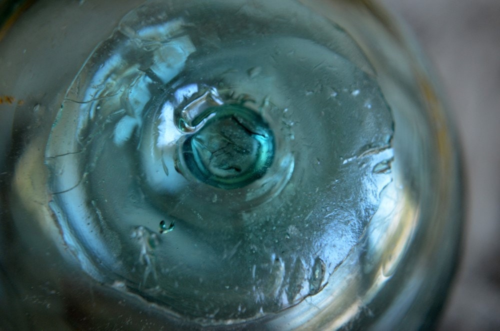 Japanese Glass Fishing Float with Kanji Markings Nautical