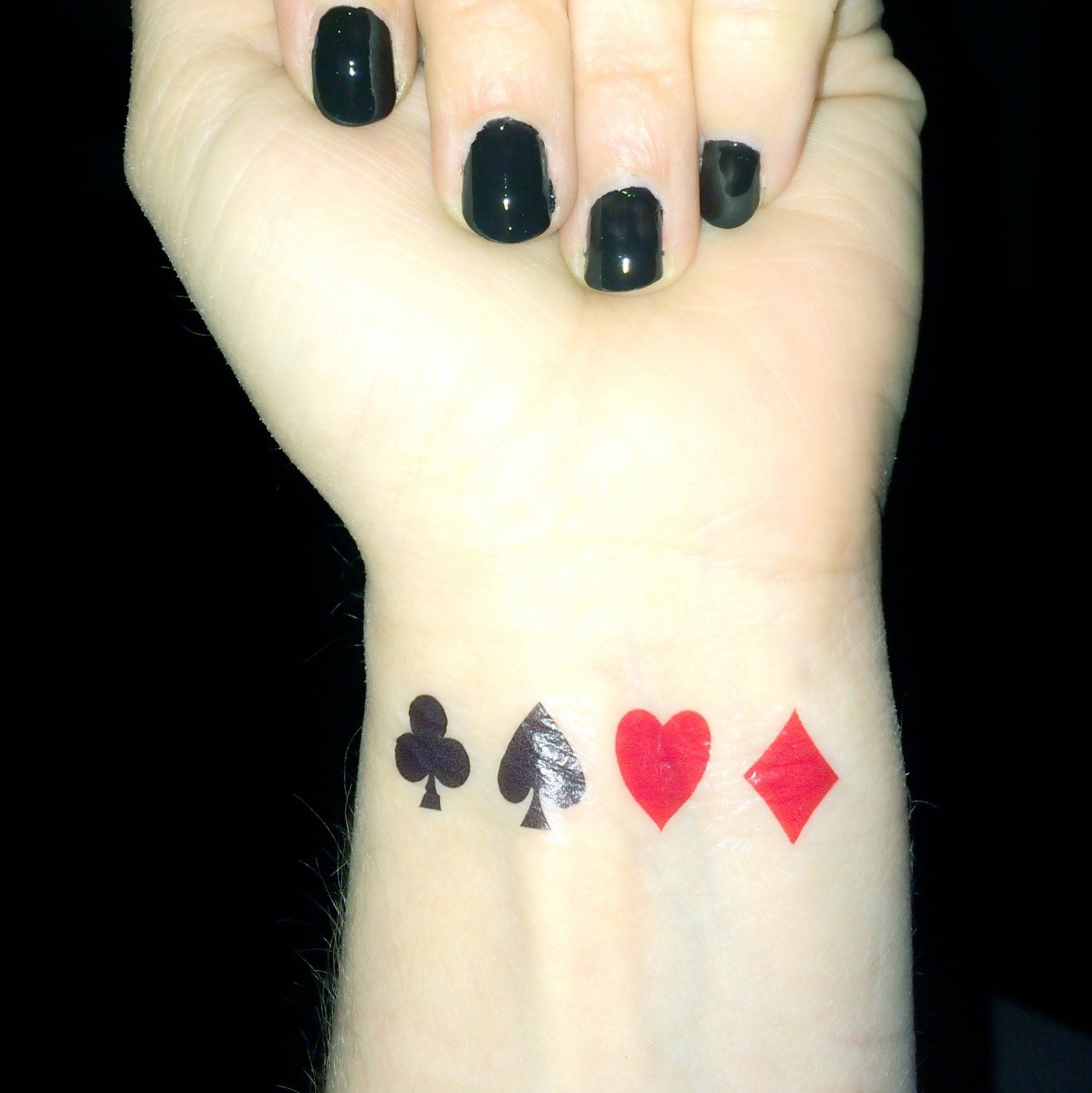 Playing Card Tattoo Poker Queen of Hearts Club Diamond