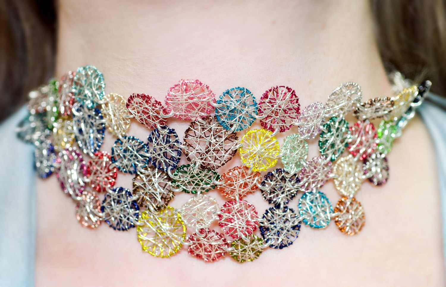 Round necklace Art necklace Statement necklace Wearable art