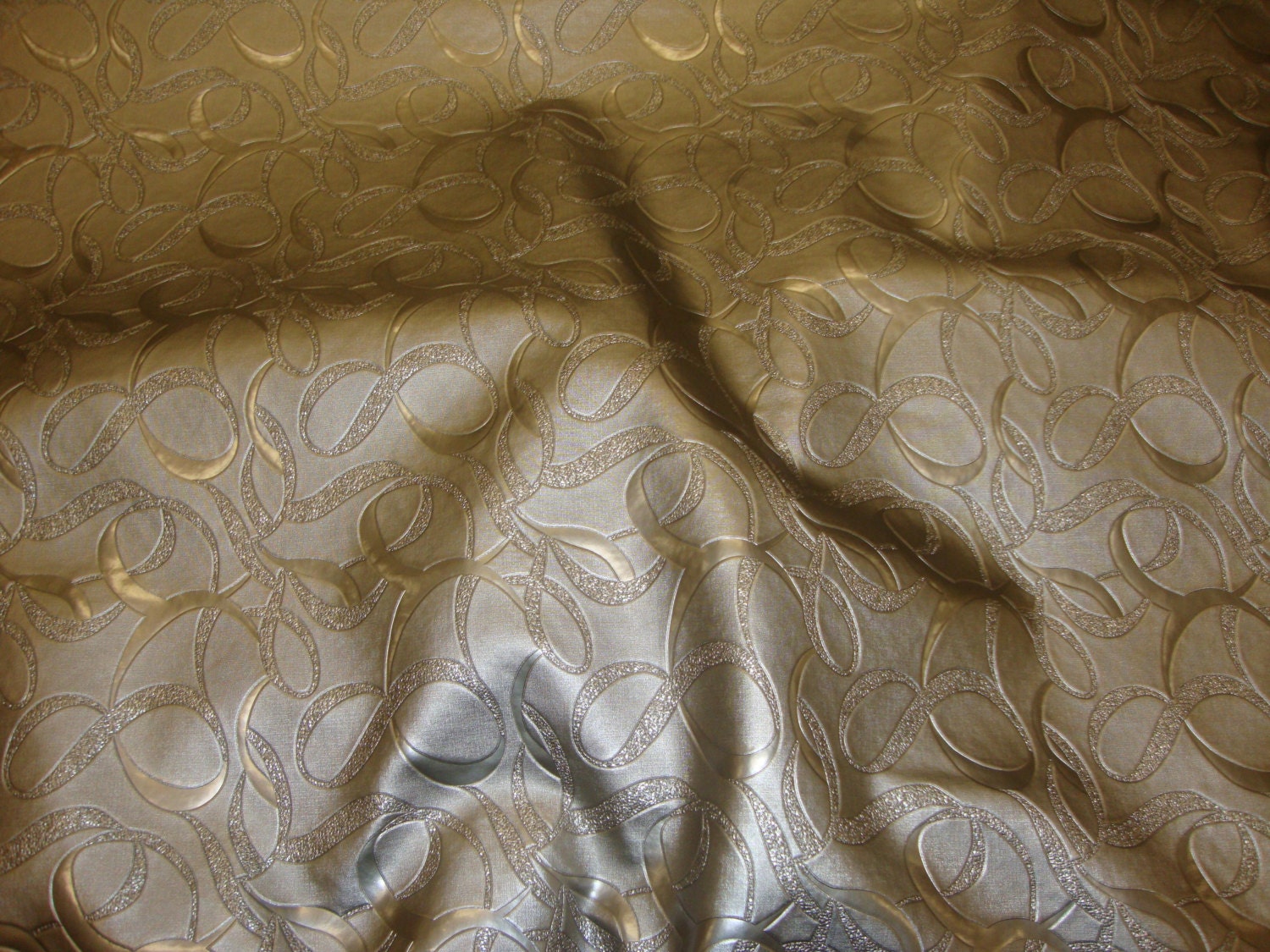 Swirl Metallic Embossed upholstery Faux vinyl leather fabric