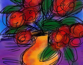 Red Poppies Yellow Vase 8x10 print