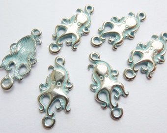 6 connectors, octopus, squid, antique silver