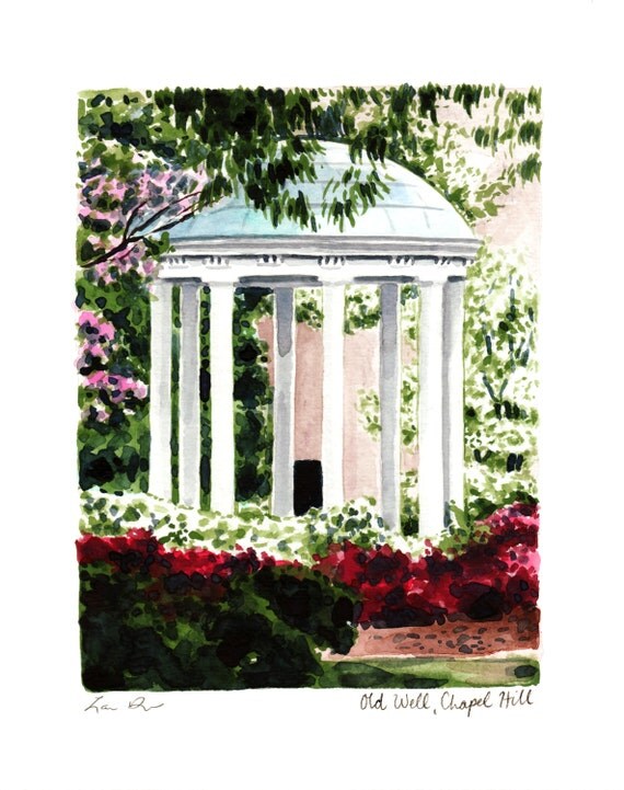 Old Well Print Chapel Hill Art Unc North Carolina Print Old