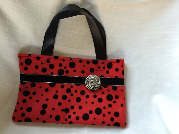 Girls purse red and black by beaulieucrafts on Etsy