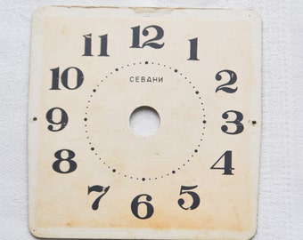 Vintage Soviet Russian cardboard alarm clock face,dial.