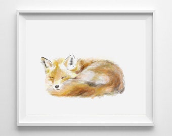 Fox Art Print,Fox Painting, Fox Print, Fox Baby, Fox Nursery Baby Wall Art