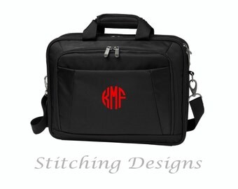Monogrammed briefcase, messenger bag, Computer bag, Computer case