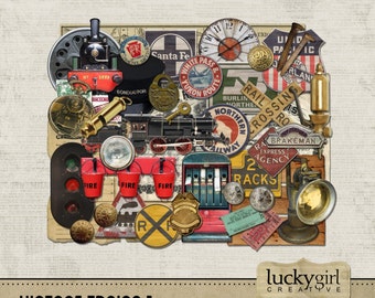 Vintage Trains 1 Digital Scrapbook Kit