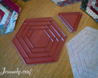 Rubber quilt stamp set  'Hexa-Log-Cabin' + triangle
