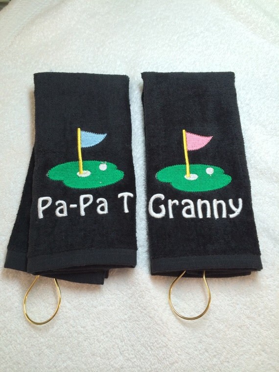 Personalized Black golf towel by LindaKaysCreations on Etsy