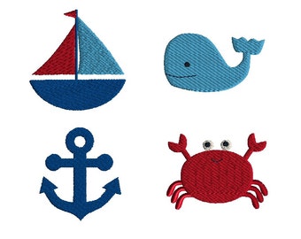 Mini Nautical Machine Embroidery Design Set-INSTANT DOWNLOAD