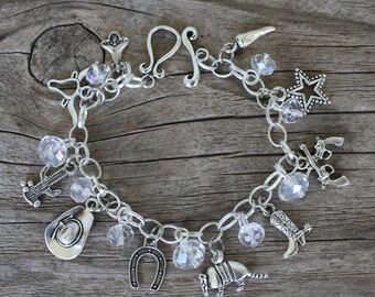 WESTERN, TEXAS Charm Bracelet, Handmade by Okrrah