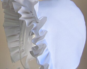 Baby Bonnet - White Ruffles