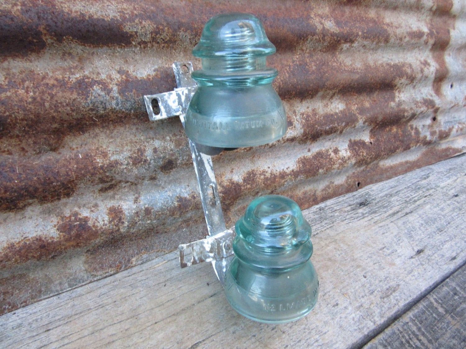 Vintage Telephone Pole Glass Insulators Blue by