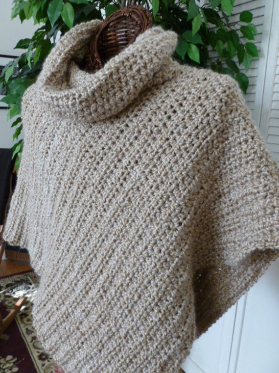 Soft Crocheted Poncho With Cowl From Lion Brand Homespun Yarn