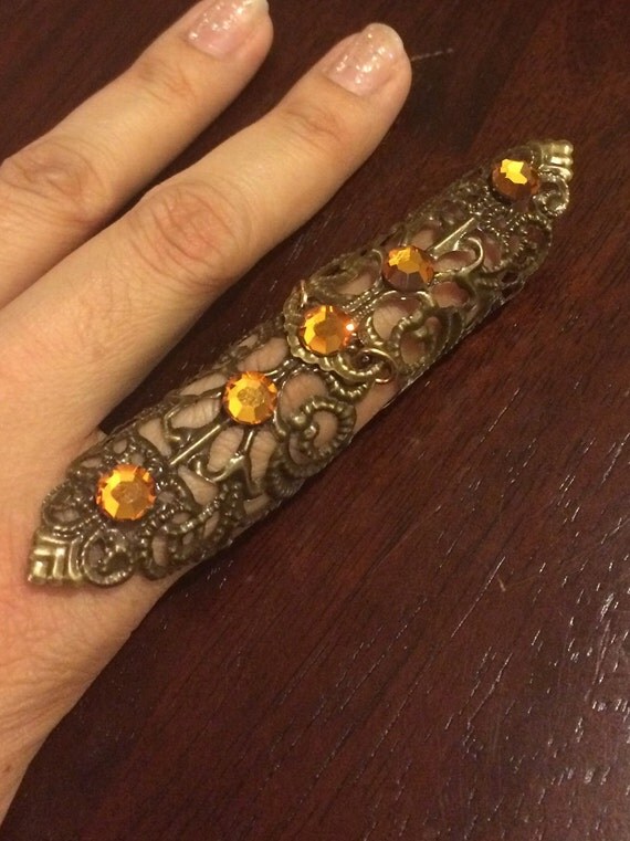 Shield Full finger ring vintage style by pickapicka on Etsy