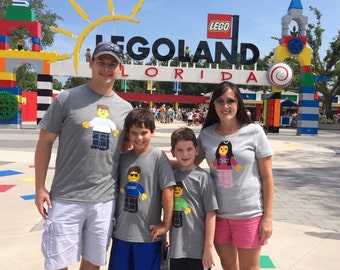 Personalized Lego inspired Shirt for kids short sleeve * Legoland * Minifigure * customize *
