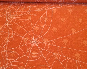 Witch Hazel Spider Web fabric in Orange - 25" piece