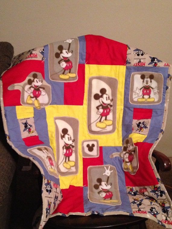 Mickey Mouse crib baby quilt handmade and by TranquillightDesigns