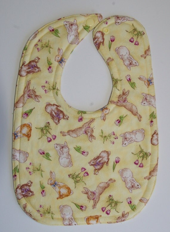 Easter bib easter bunny bib gender neutral baby yellow cotton baby bib