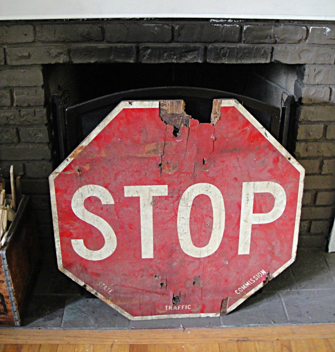 Antique Wood Stop Sign Wooden Stop Sign Barn Farm Sign