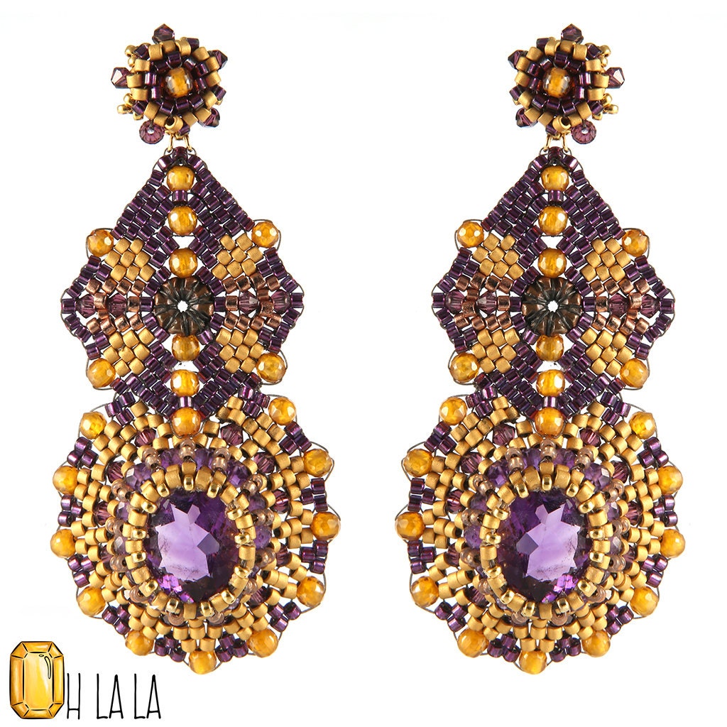 amethyst statement earrings