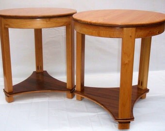 Side Tables in Cherry and Walnut (Pair)