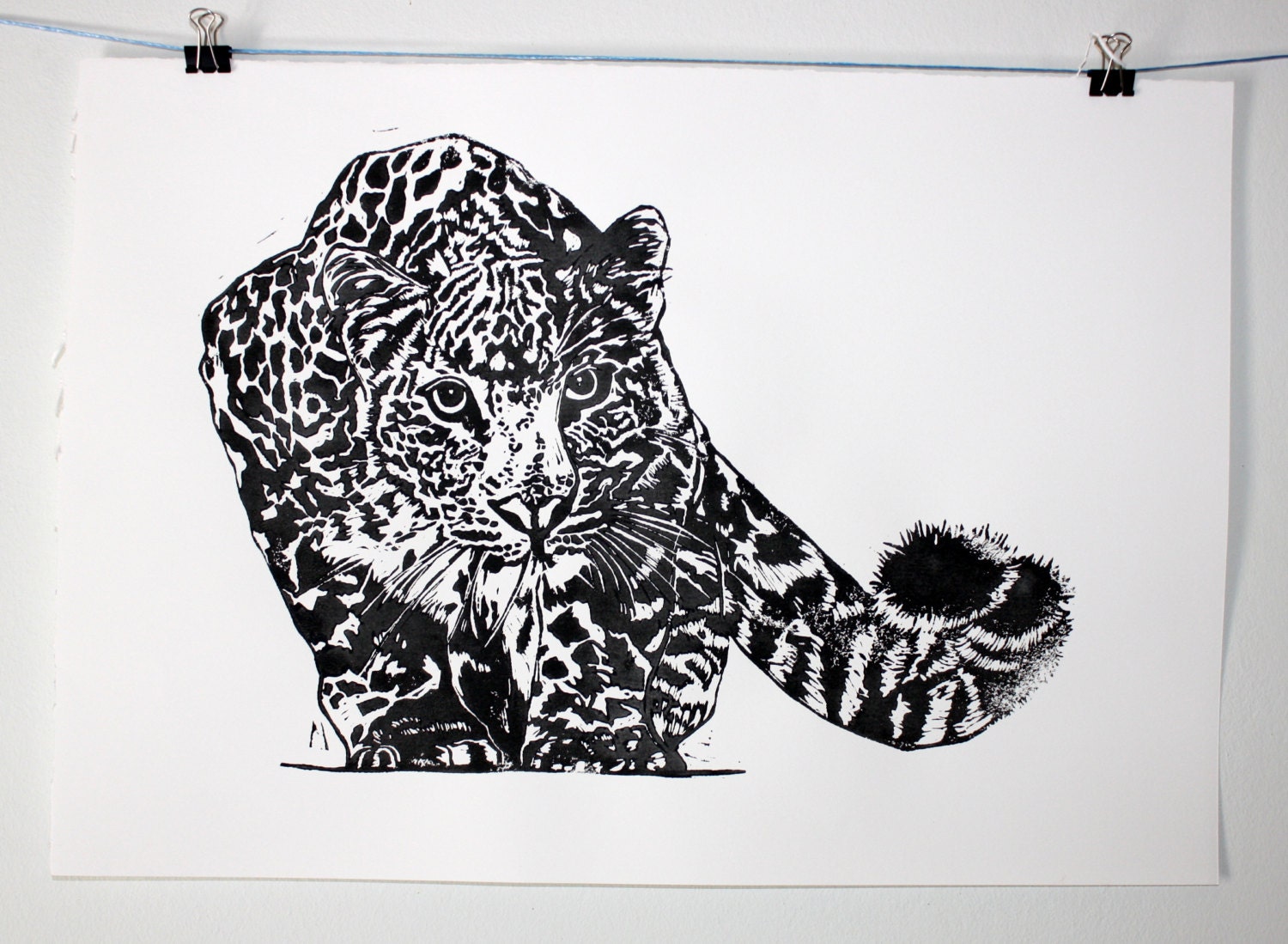 Leopard Big 5 Collection A3 Original Lino Art print on 200gms