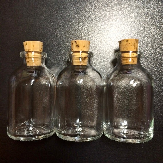 10 Glass Round Potion Bottles with cork Size 2 3/8 inch