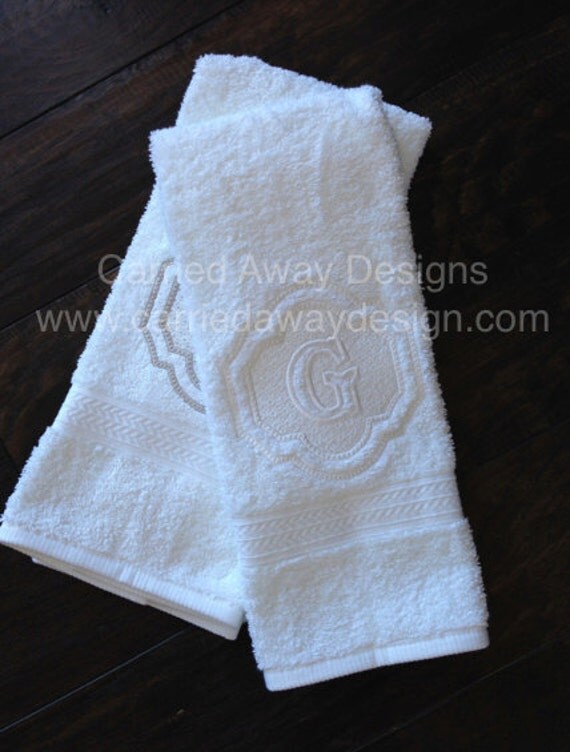 Items similar to Embossed Monogram Hand Towel on Etsy