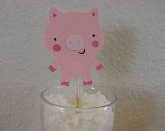 12 Pig toppers, 12 cupcake toppers, zoo topper