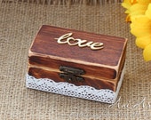 Rustic Wedding Ring Box, Rustic Wooden Ring Box, Alternative Ring Pillow, Custom Ring Bearer Bride and Groom We Do Wedding Box