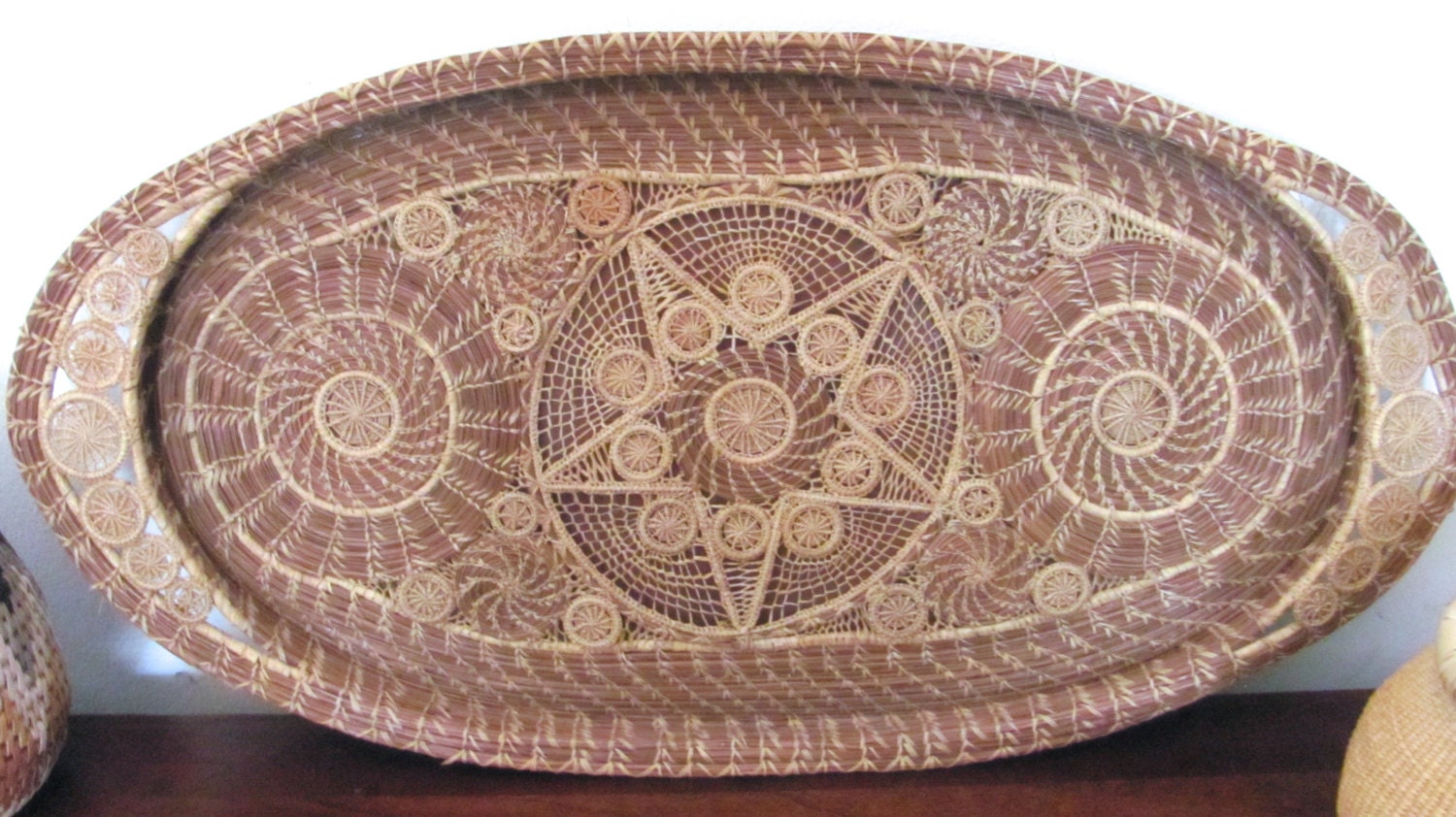 Vintage Pine Needle Basket American Folk Art Basket Cherokee