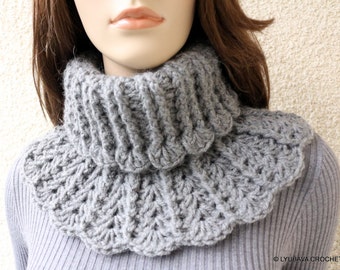 Crochet Neck Warmer PATTERN, Chunky Crochet Scarf DIY, Winter Crochet Gift For Women, Instant Download PDF Pattern No.155 Lyubava Crochet