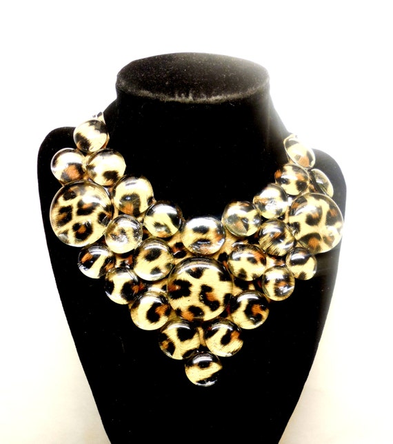 Leopard Print bib necklace women's animal print by JazzyKreationz